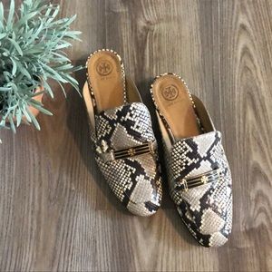 Snakeskin Tory Burch mules